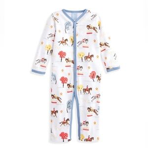Bella Bliss Bright Equestrian Pima Romper Outfit 3m